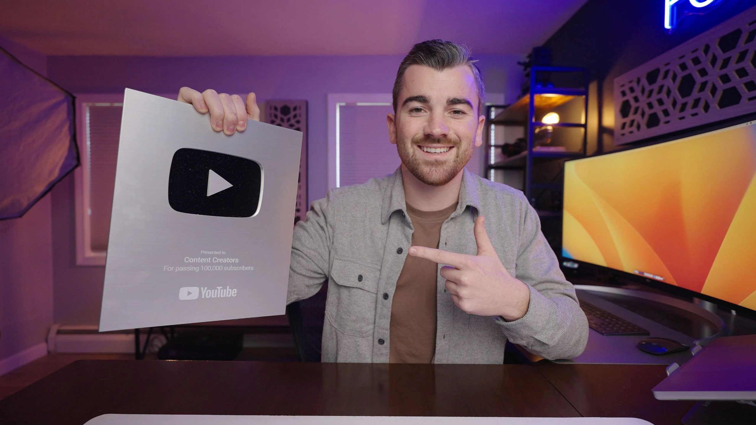 Anthony Gallo with his YouTube plaque